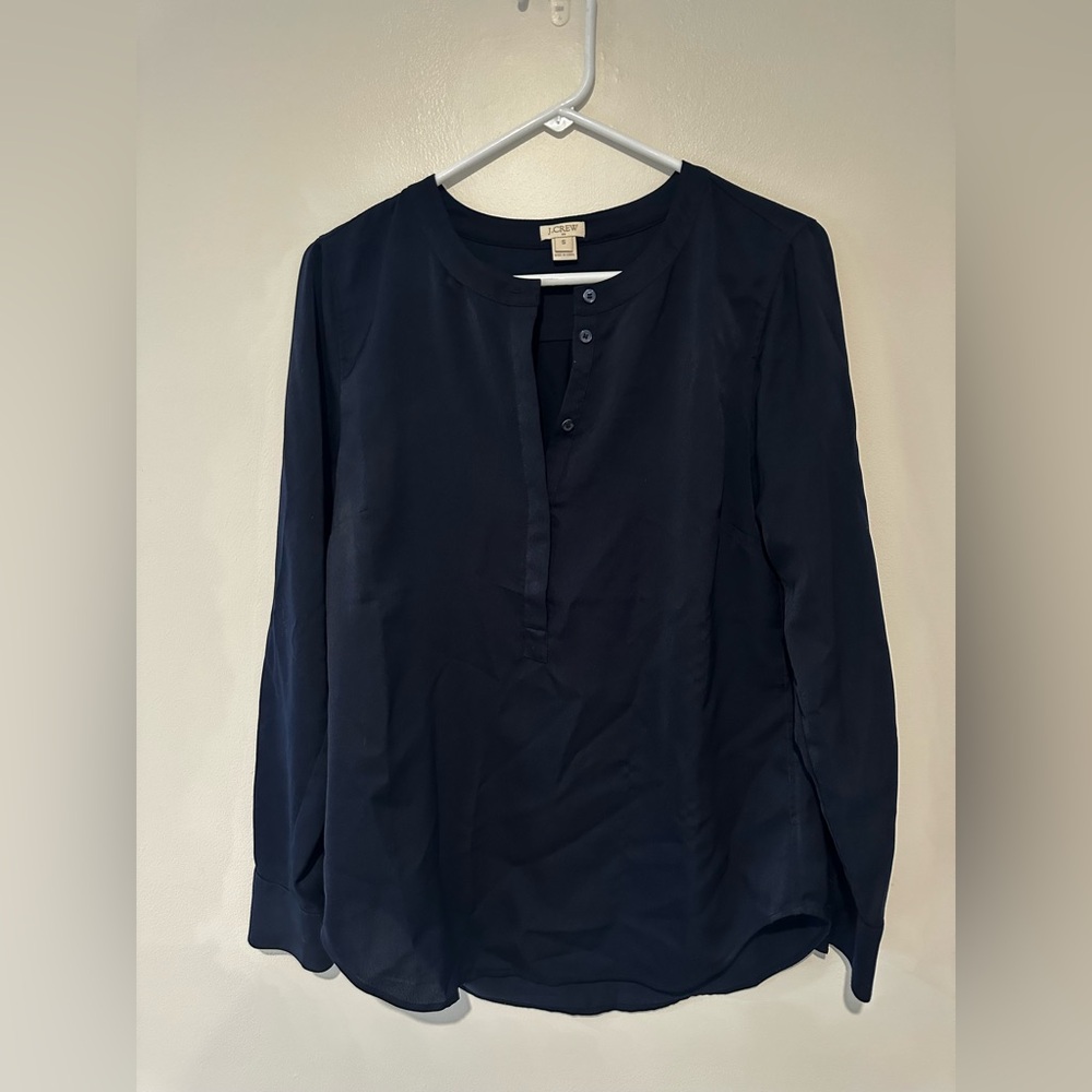 J. Crew Dark Blue Silly Blouse